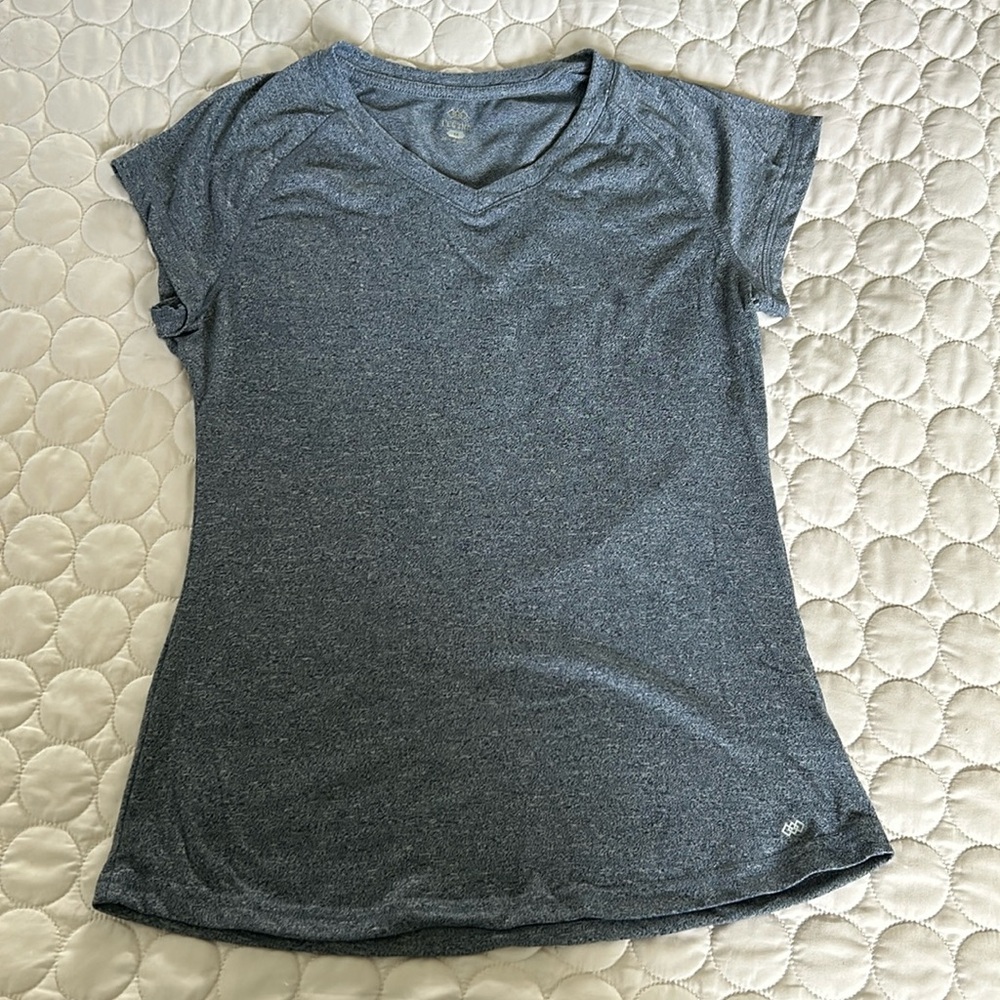 Leg3nd Purple Grey Workout Short Sleeved V Neck Shirt